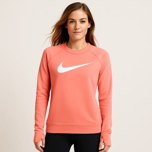 Nike Tops - NIKE Running Women's Peach center logo long sleeve top with thumb holes size XS